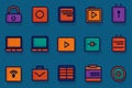 Collection of Colorful Retro Style App Icons Multimedia Security and Technology Symbols AI generated. Royalty Free Stock Photo