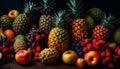 Vibrant collection of ripe tropical fruit abundance generated by AI