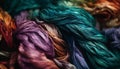 A vibrant collection of rolled up fluffy balls of wool generated by AI