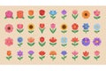 Colorful Flat Design Flower Collection Seamless Pattern Royalty Free Stock Photo
