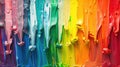 A vibrant color bar emerges from sheets of melted crayons aligned in a rainbow spectrum, Ai Generated Royalty Free Stock Photo