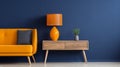 Vibrant Color Choices: The Perfect Orange Couch And Lamp For Your Blue Wall