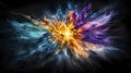 Vibrant color explosion abstract art digital creation visual spectacle dark background dynamic energy