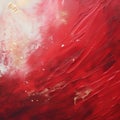 Textured Acrylic Abstract Painting In Ruby: A Red And Gold Masterpiece