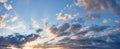 Vibrant color panoramic sun rise and sun set sky with cloud on a cloudy day Royalty Free Stock Photo