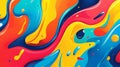 A vibrant color splash abstract cartoon background featuring bold splashes of red, blue, yellow Royalty Free Stock Photo