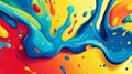 A vibrant color splash abstract cartoon background featuring bold splashes of red, blue, yellow Royalty Free Stock Photo