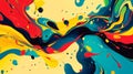 A vibrant color splash abstract cartoon background featuring bold splashes of red, blue, yellow Royalty Free Stock Photo