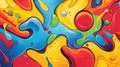 A vibrant color splash abstract cartoon background featuring bold splashes of red, blue, yellow Royalty Free Stock Photo