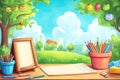 Vibrant Color Visual of Drawing Elements for Kids Arrangement Royalty Free Stock Photo