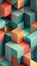 Colorful geometric blocks create a vibrant abstract pattern in a three-dimensional space Royalty Free Stock Photo