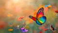 Vibrant colored butterfly, nature gift, flying with elegance