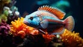 Vibrant colored clown fish swimming in underwater reef generated by AI Royalty Free Stock Photo