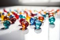 Vibrant Marbles on a White Glass Tabletop