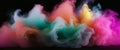 Vibrant Colored Smokes Dancing on Black Background, creating dynamic and abstract banner mockup