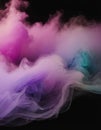 Vibrant Colored Smokes Swirling on Black Background