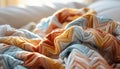 Vibrant colored textiles decorate the modern bedroom with elegance generated by AI Royalty Free Stock Photo