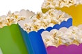 Vibrant Colored Treat Boxes Filled with Popcorn