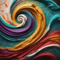 A vibrant and colorful abstract artwork created with acrylic paint in a swirling Royalty Free Stock Photo