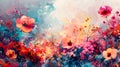 Colorful Burst of Vibrant Blooms Abstract Background Artistic Image. Royalty Free Stock Photo