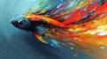 Vibrant Colorful Abstract Fish Painting Royalty Free Stock Photo
