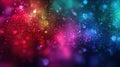 Vibrant Colorful Bokeh Lights and Particles Abstract Background Deep Space Nebula Effect Royalty Free Stock Photo