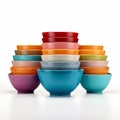 Vibrant Colorful Bowls On White Background