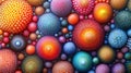 Vibrant collection of colorful, dotted spherical patterns in abstract arrangement. Royalty Free Stock Photo