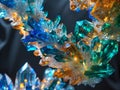 Vibrant and Colorful Crystal Clusters Forming an Intriguing Abstract Composition.