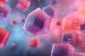 Vibrant colorful cubes floating in surreal abstract digital space Royalty Free Stock Photo