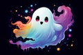 Vibrant Colorful cute ghost. Generate Ai