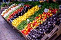 a produce stand with many different fruits and vegetables for sale Royalty Free Stock Photo