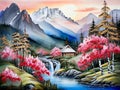 Vibrant and Colorful Fantasy Landscape: An Imaginary World Awaits