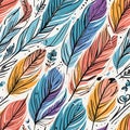 Vibrant Colorful Feathers Pattern Design for Textile Print Royalty Free Stock Photo