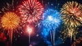 The vibrant fireworks display.AI generated image Royalty Free Stock Photo