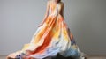 Vibrant And Colorful Gown: A Masterpiece Of Painted Fashion