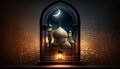 Eid-al fitr background of window with mosque