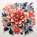 Baroque-inspired Wood Art: Russian Wild Flower Tile Design Royalty Free Stock Photo