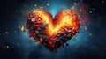 vibrant and colorful heart with explosive colors, love and romance, valentine and romantic emotion concept