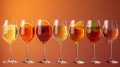 Colorful Assortment of Drinks in Vibrant Glasses - Water, Soda, Juice, Wine & Cocktails with Unique Textures & Hues Royalty Free Stock Photo