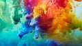 Vibrant colorful ink diffusion in water. Dynamic swirl of multicolored paint. Color explosion