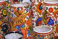 Vibrant colorful lampshades for sale at the Pune Crafts Mela in Maharashtra India, Interior decorative lamp shade of Tribal