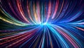 Vibrant colorful light streaks creating a seamless pattern of glowing data streams and speed lines Royalty Free Stock Photo