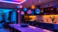 Vibrant Colorful Lighting Above Kitchen Table Royalty Free Stock Photo