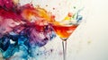 Vibrant Colorful Martini Cocktail Splash Painting Royalty Free Stock Photo