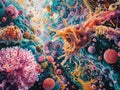 Vibrant and Colorful microbial through High Magnification Explore the Hidden Universe Journey into the artistic Microscopic World