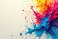 Vibrant colorful paint explosion with musical notes an abstract artistic composition featuring dynamic splashes and a playful Royalty Free Stock Photo