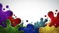 Vibrant Colorful Paint Splashes and Drops on White Background Royalty Free Stock Photo