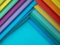 Vibrant Colorful Paper Stack Background, Multi colored Stationery, Bright Pastel Rainbow Sheets Arrangement in Diagonal Order, Royalty Free Stock Photo