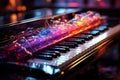 Vibrant colorful pattern on piano closeup shot